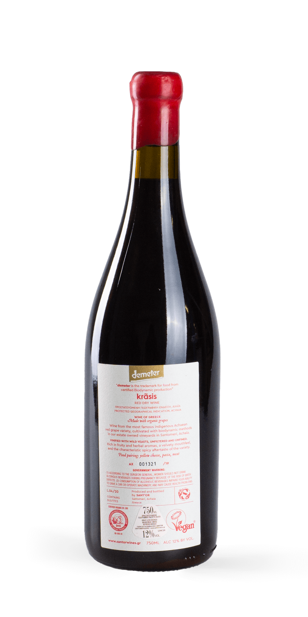 2020 aus Peloponnes - Rotwein Wines Krasis BIO Natur SANT\'OR trockener